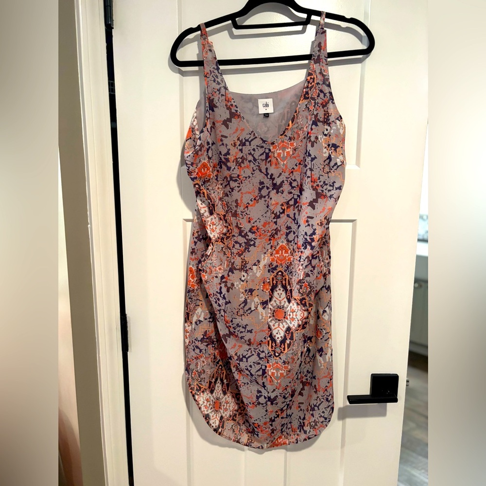 CAbi 5049 Fresco Slip Dress Size Small Pastel Purple Abstract Print Spring Boho